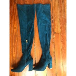 Over the knee Teal Suede Boots